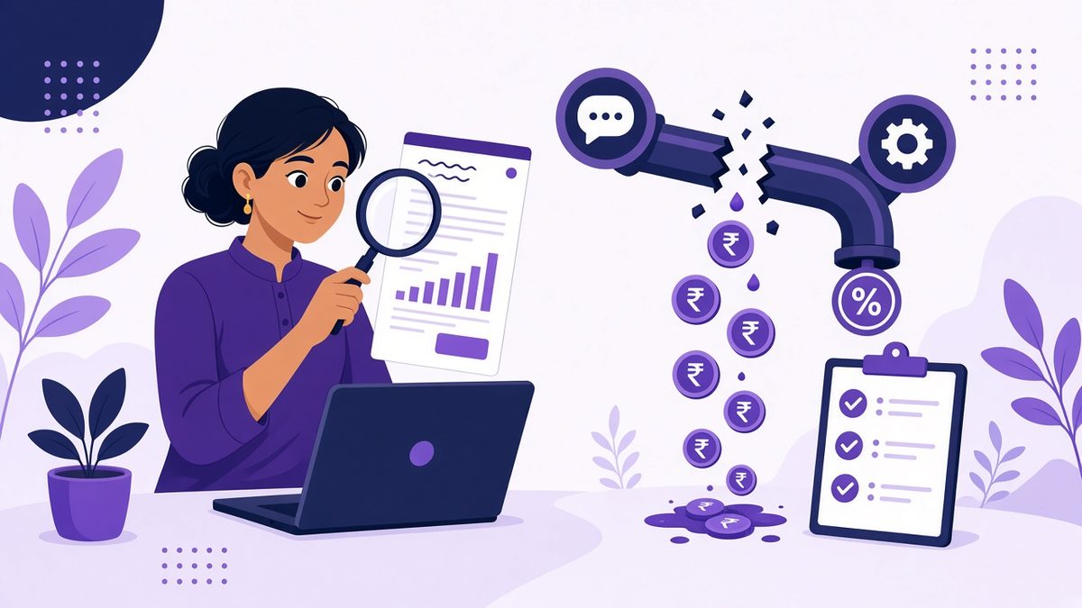 Illustration of a business owner auditing a WhatsApp API bill for hidden cost leaks
